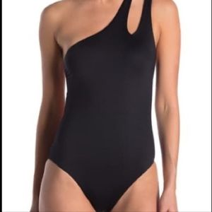 BECCA one shoulder cutout black one piece swimsuit